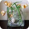 Tulpen met pietriet in een vaas schikken