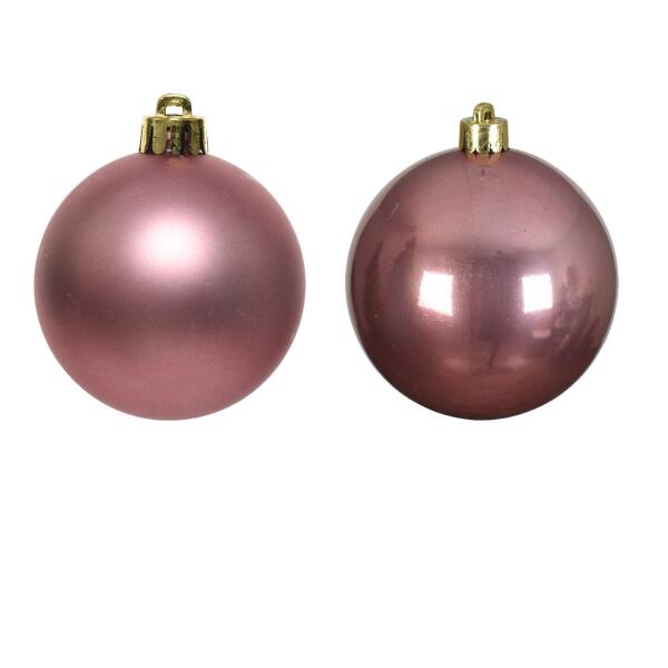  - Kerstballen glas Ø 6 cm velours roze