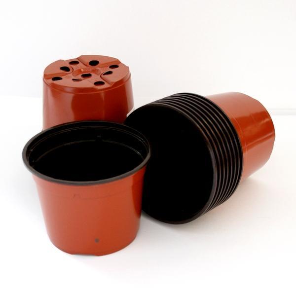  - Bruine ronde potten - 13 cm