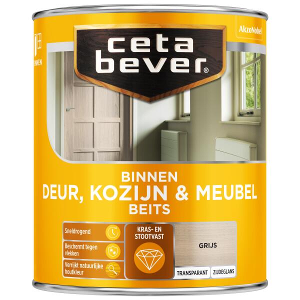 Cetabever Binnenbeits Deur, Kozijn & Meubel transparant zijdeglans, grijs (binnen 2018) - 750 ml