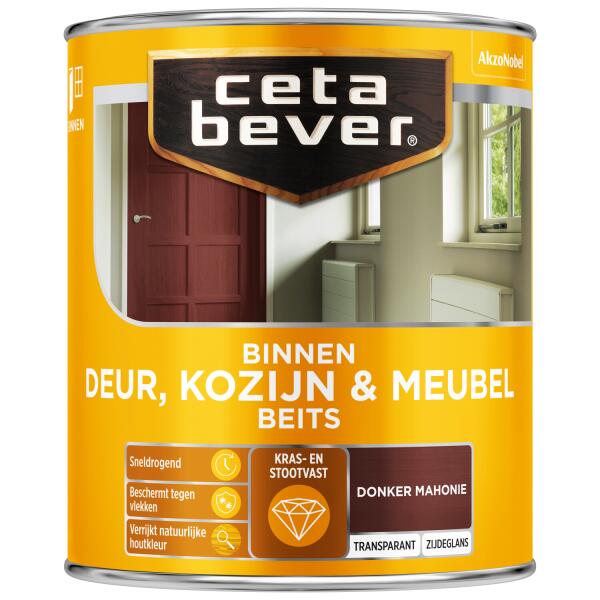  - Cetabever Binnenbeits Deur, Kozijn & Meubel transparant zijdeglans, mahonie - 750 ml