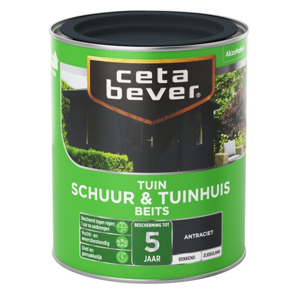  - Cetabever Tuinbeits Schuur & Tuinhuis dekkend, antraciet - 750 ml