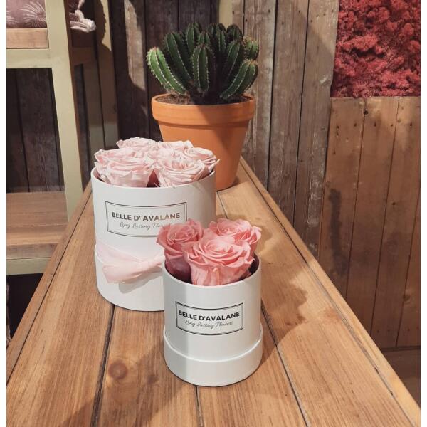 Flowerbox rond wit Ø 15 cm – Roze