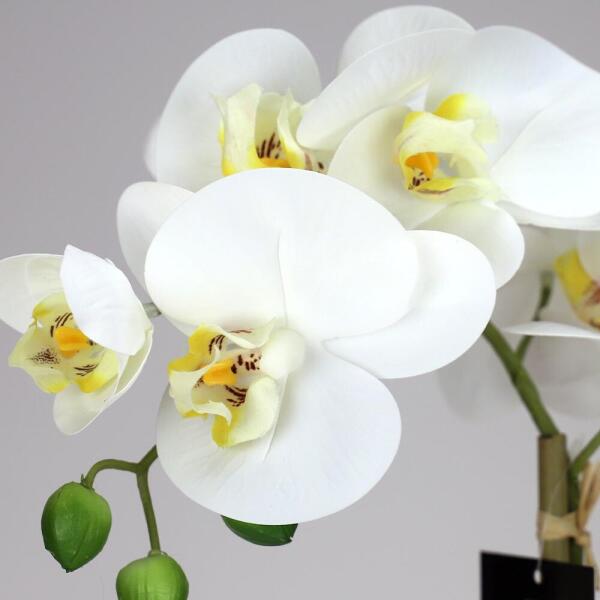 Kunstplant orchidee 1 tak - wit/geel