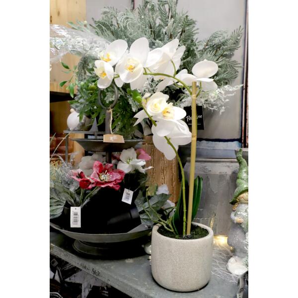 Kunstplant orchidee 2 takken - wit/geel