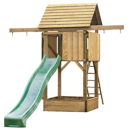 Hoogland Afleiding Negende Speelhuis compact met geïntegreerde zandbak aanbieding - woodvision  speelhuizen