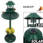 Voedertafel met vogelbad en solarverlichting